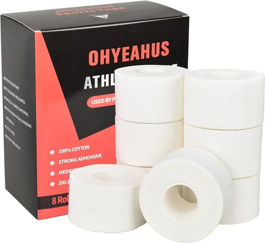 White Athletic Sports Trainers Tape (8 rolls)